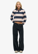 Athletic Essentials Crop Stripe Rugby Top - Lauren Navy & Pink