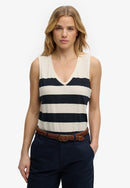 Studios V-Neckline Vest Top - Off White & Navy Stripe