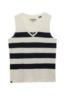 Studios V-Neckline Vest Top - Off White & Navy Stripe