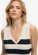 Studios V-Neckline Vest Top - Off White & Navy Stripe
