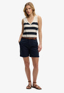 Studios V-Neckline Vest Top - Off White & Navy Stripe