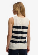 Studios V-Neckline Vest Top - Off White & Navy Stripe