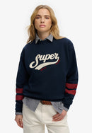 Varsity Script Loose Sweatshirt - Richest Navy