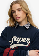Varsity Script Loose Sweatshirt - Richest Navy