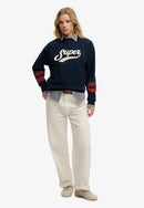 Varsity Script Loose Sweatshirt - Richest Navy