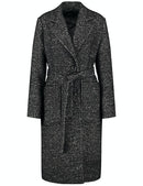 Belted Wool Coat - Black Pattern