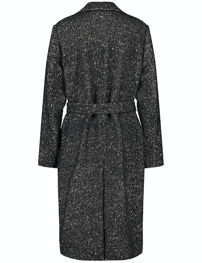 Belted Wool Coat - Black Pattern