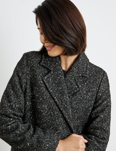Belted Wool Coat - Black Pattern