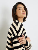 Urban Traveller Stripe Cardigan - Black/light Sand Stripe