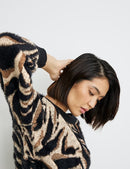 Urban Traveller Round Neck Jumper - Warm Maroon Print