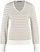 Diamonds & Jade V-Neck Stripe Jumper - New Sage Stripe