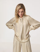 Sapphire & Gold Knot Detail Blouse - Gold Melange