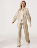 Sapphire & Gold Knot Detail Blouse - Gold Melange