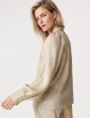 Sapphire & Gold Knot Detail Blouse - Gold Melange