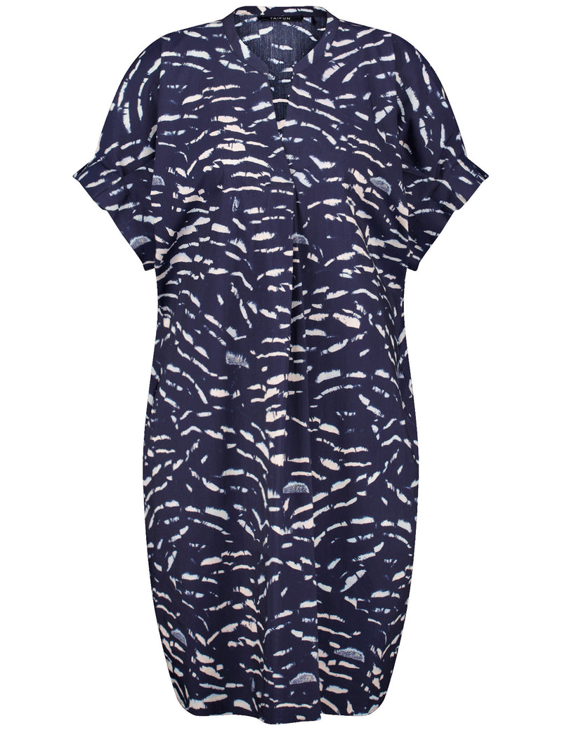 Taifun Casino 02 Woven Dress - New Navy Pattern