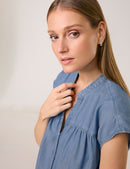 Great Hopes Denim Look Blouse - Blue Denim
