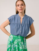 Great Hopes Denim Look Blouse - Blue Denim