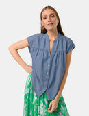 Great Hopes Denim Look Blouse - Blue Denim