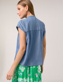 Great Hopes Denim Look Blouse - Blue Denim