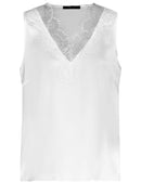 Casino V Neck Sleeveless T-Shirt - Off White