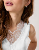 Casino V Neck Sleeveless T-Shirt - Off White