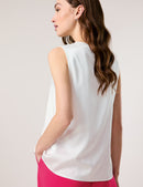 Casino V Neck Sleeveless T-Shirt - Off White