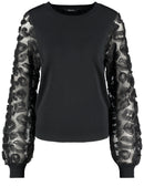 Soho Girl Mesh Sleeve Jumper - Black