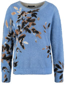 Soho Girl Print Round Neck Jumper - Steel Blue Print