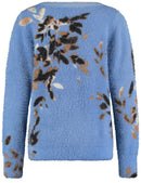 Soho Girl Print Round Neck Jumper - Steel Blue Print