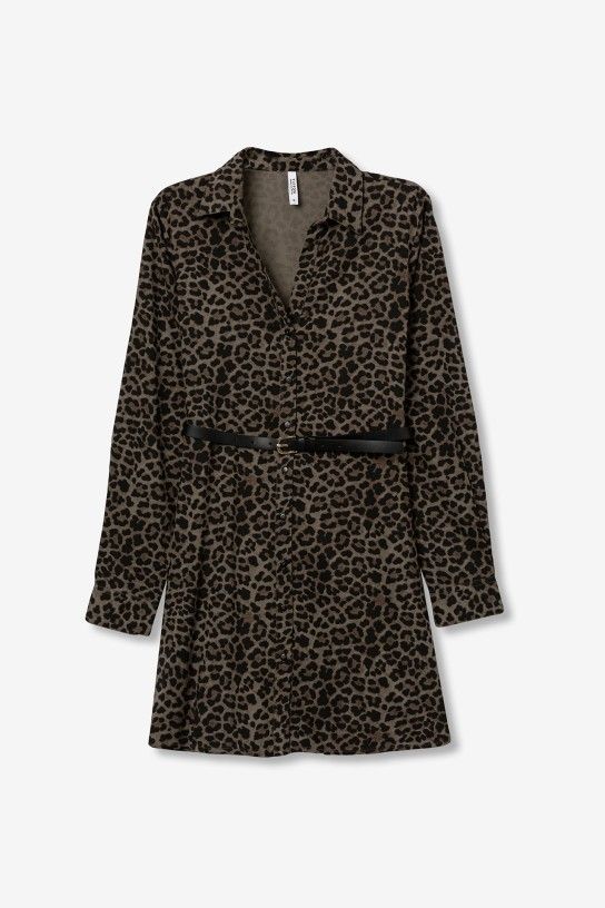 Leopard Dress - Patina Green