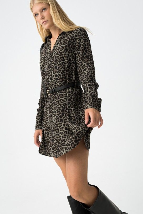 Leopard Dress - Patina Green