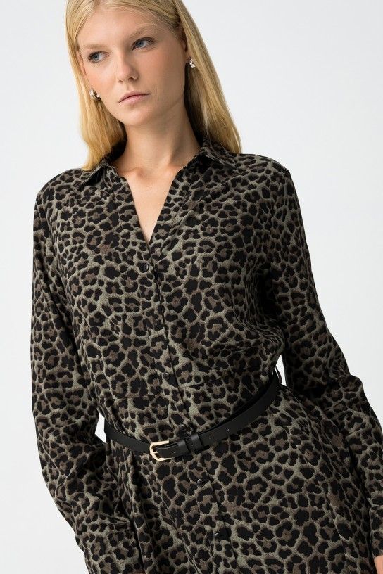 Leopard Dress - Patina Green