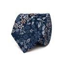 Jomarino Small Floral Silk Tie - Blue