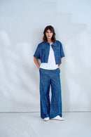Beach Please Wide Leg Trouser - Blue Denim