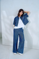 Beach Please Wide Leg Trouser - Blue Denim
