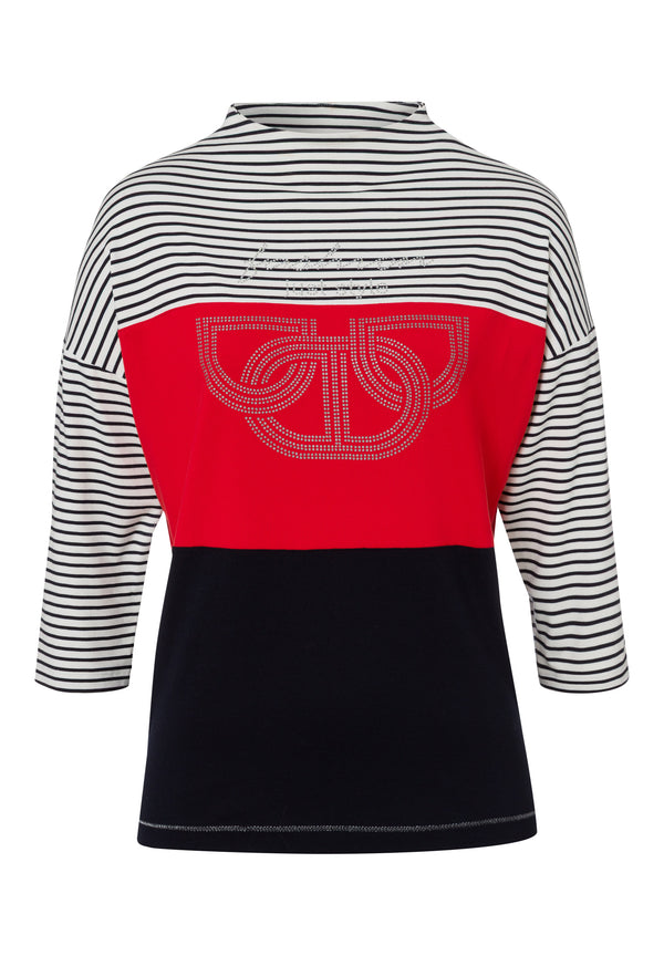 3/4 Sleeve Shirt - Navy/white