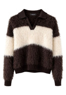 Striped Fluffy Jumper - Brown Multi