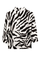 Animal Print Round Neck Sweatshirt - Brown Multi