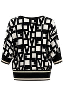 Graphic Print Round Neck Jumper - Black Multi