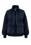 High Neck Zipped Jacket - Midnight Blue