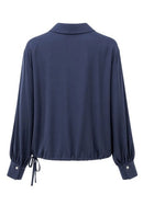 Drawstring Hem Blouse - Midnight Blue