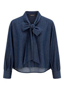 Bow Tie Neck Blouse - Midnight Blue