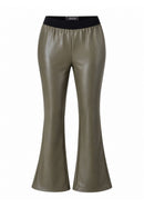 Pleather Flared Trouser - Dark Olive
