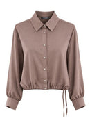 Drawstring Hem Blouse - Taupe