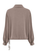 Drawstring Hem Blouse - Taupe