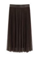 Long Pleated Skirt - Dark Chocolate