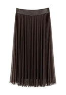 Long Pleated Skirt - Dark Chocolate