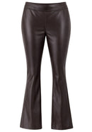 Pleather Flared Trouser - Dark Chocolate
