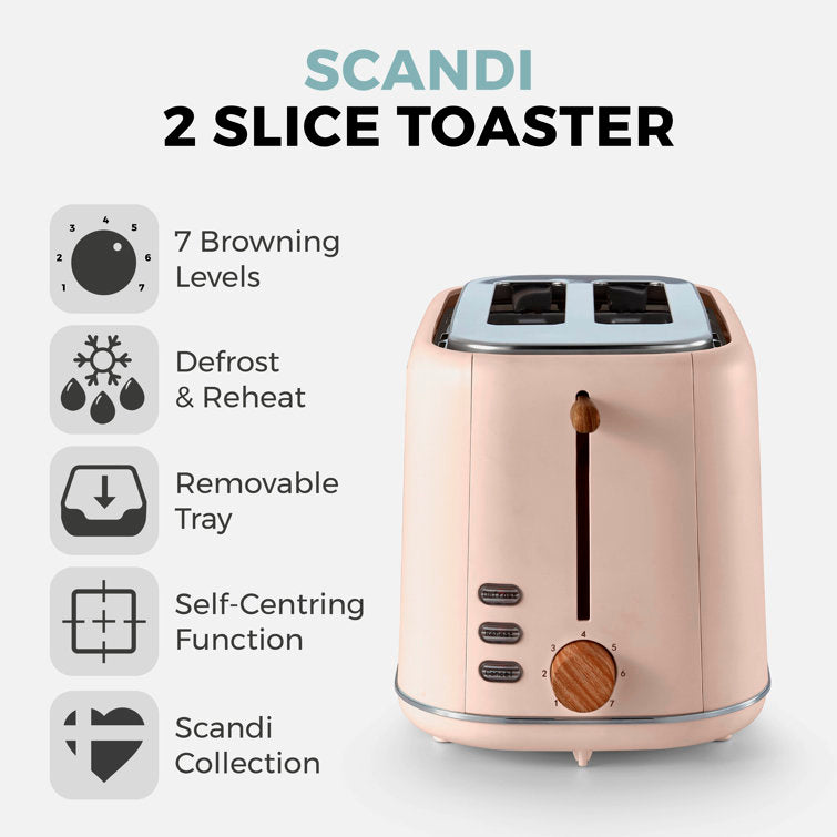 Scandi 2 Slice Toaster - Clay Pink
