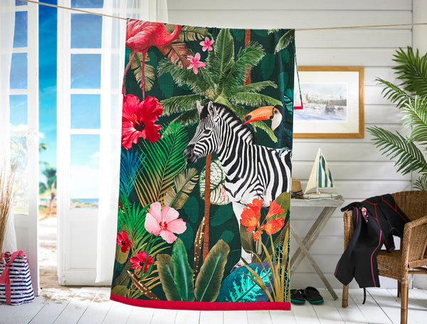 Tropical Zoo Cotton Beach Towel - 90x180cm